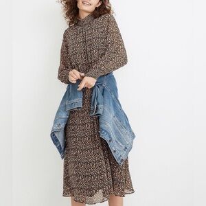 MADEWELL Smocked Midi Dress petite Xxs